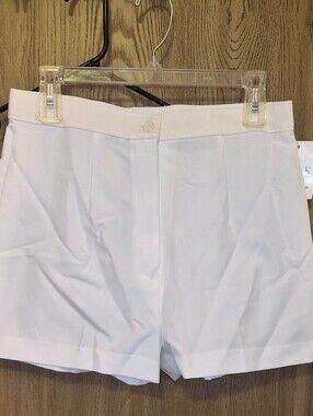 Vintage White Miss K Polyester Womens Shorts  Size M L 16 Retro New High Rise